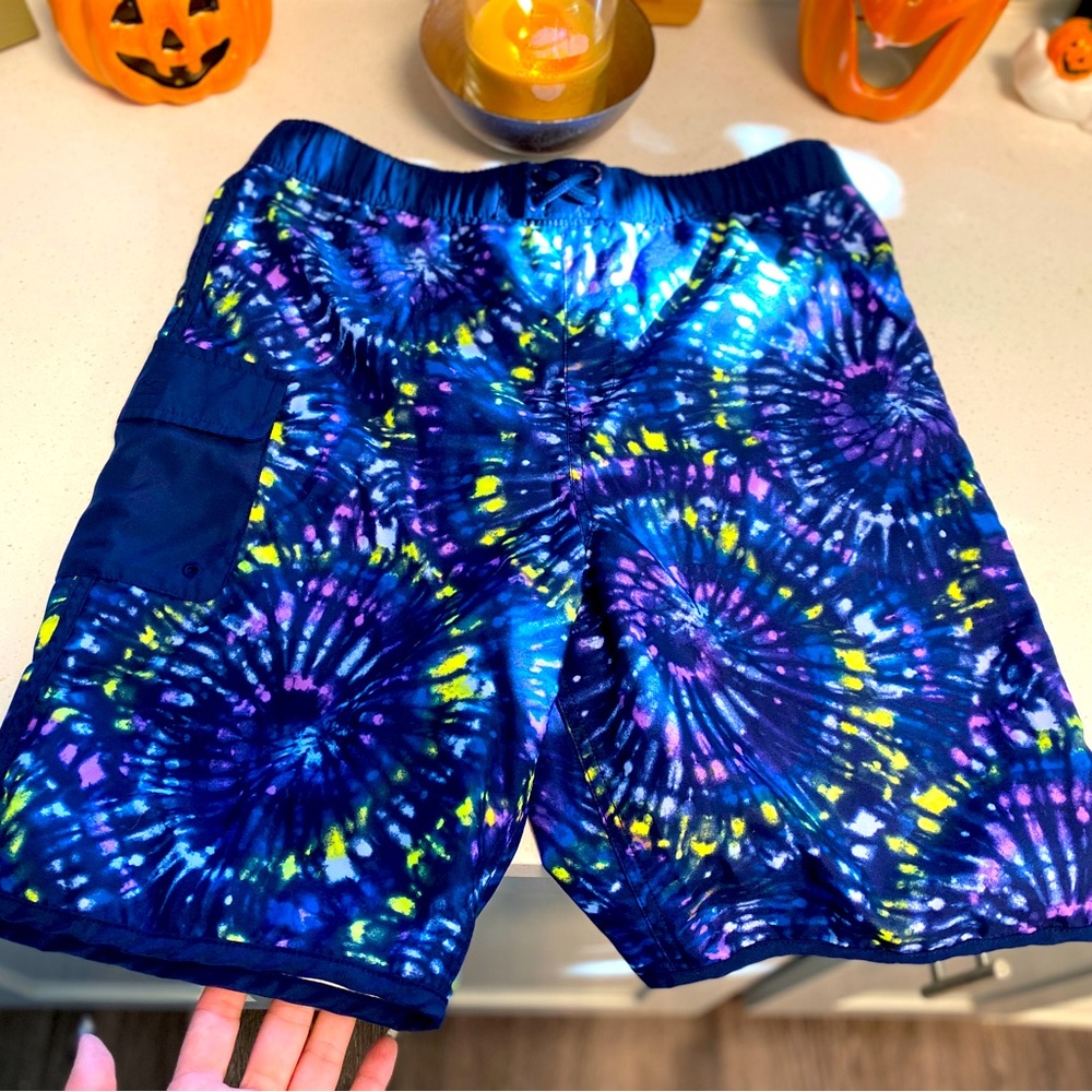 Lands End Boys Navy Tie Dye Swim Trunks / Shorts - XXL